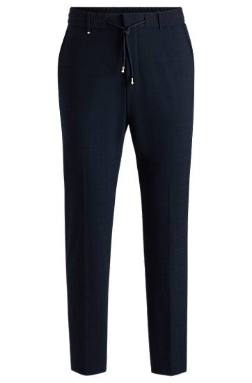 Hlače BOSS Stretch Seersucker Formal Trousers Tamnoplava | 50540791