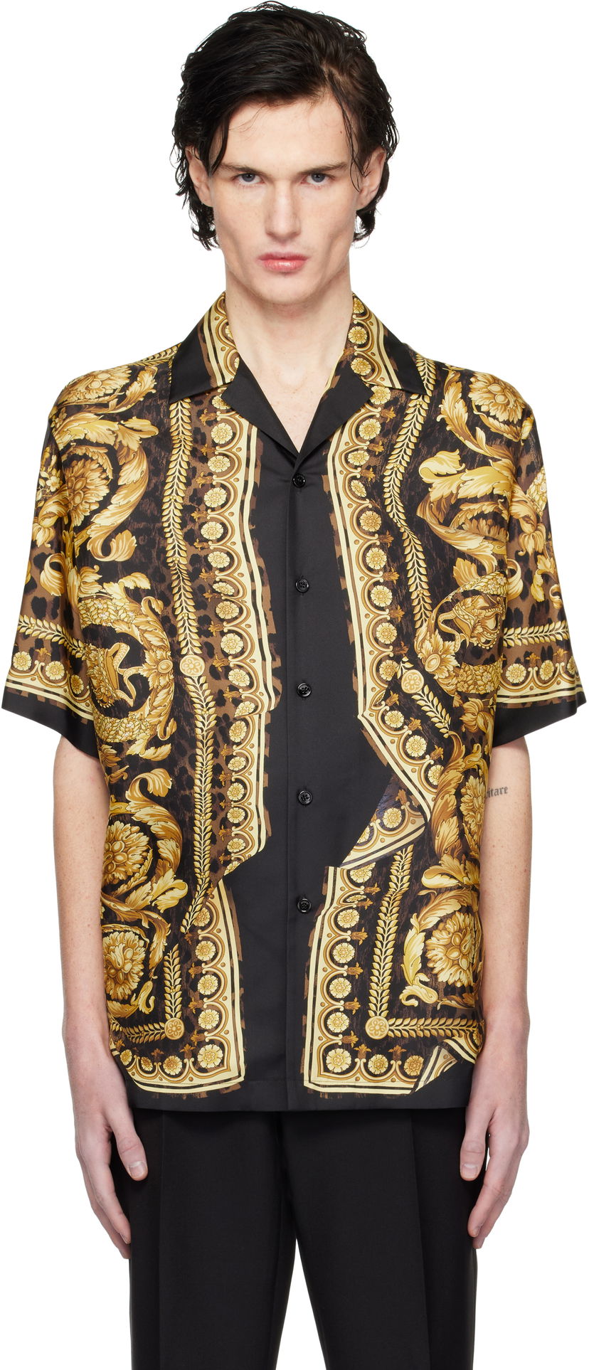 Košulja Versace Black & Gold Wild Illusion Silk Shirt Crna | 1003926_1A11896