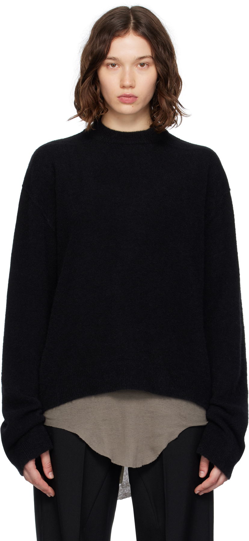 Džemper Rick Owens Rick Owens Concordians Tommy Long Sleeve Sweater Crna | RP02E4655 KWP