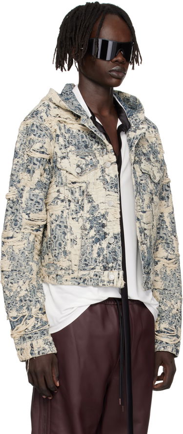 Jakna Acne Studios Acne Studios Hooded Distressed Denim Jacket Plava | C90202-, 1