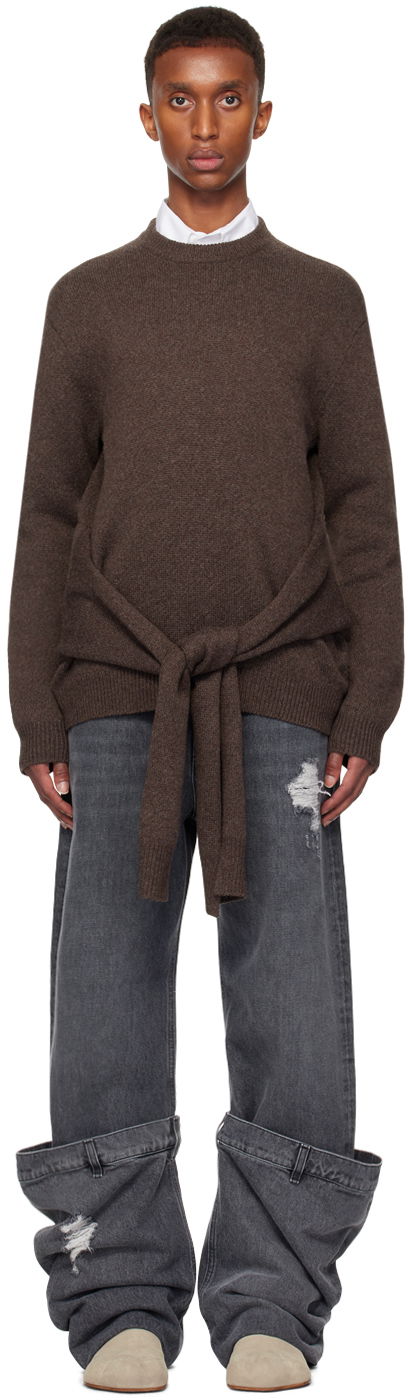 Džemper JW Anderson JW Anderson Draped Tie-Front Sweater Smeđa | KW1263-YN0384