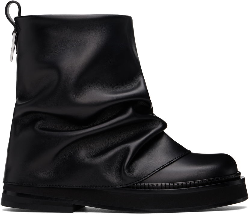 Odjeća The Attico Attico Mini Robin Slouch Leather Boots Crna | 247WSH00832 LBT019AA