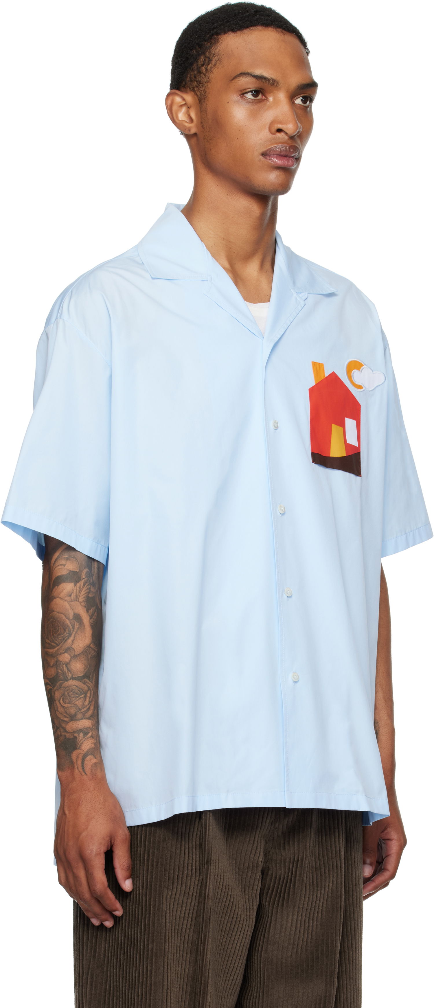 Košulja Moschino Moschino Poplin House Appliqué Shirt Plava | 252ZZ020752351293, 1