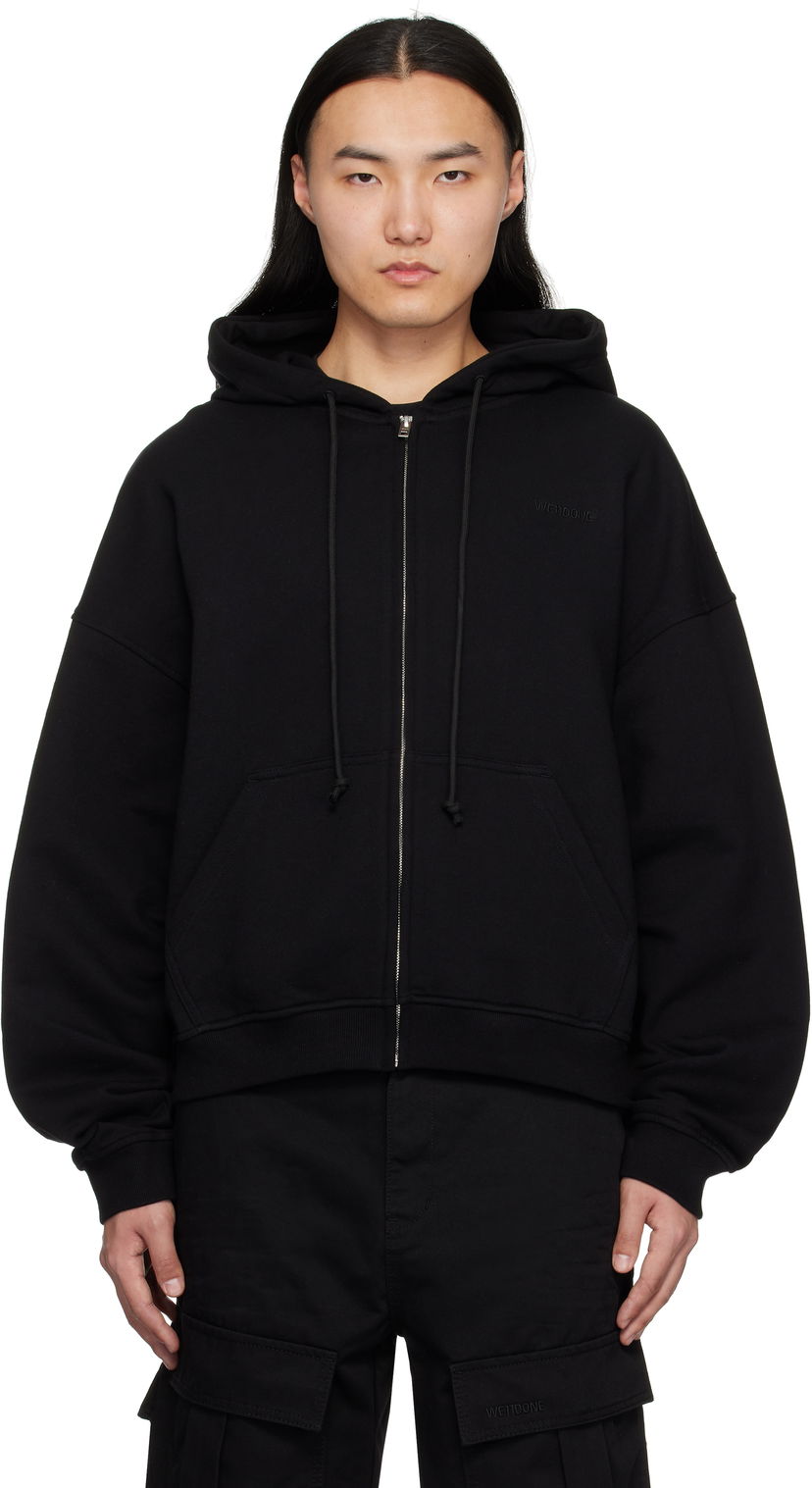 Dukserice We11done We11done Twin All Around Zip-Up Hoodie Crna | WD-TJ0-25-833-U-BK