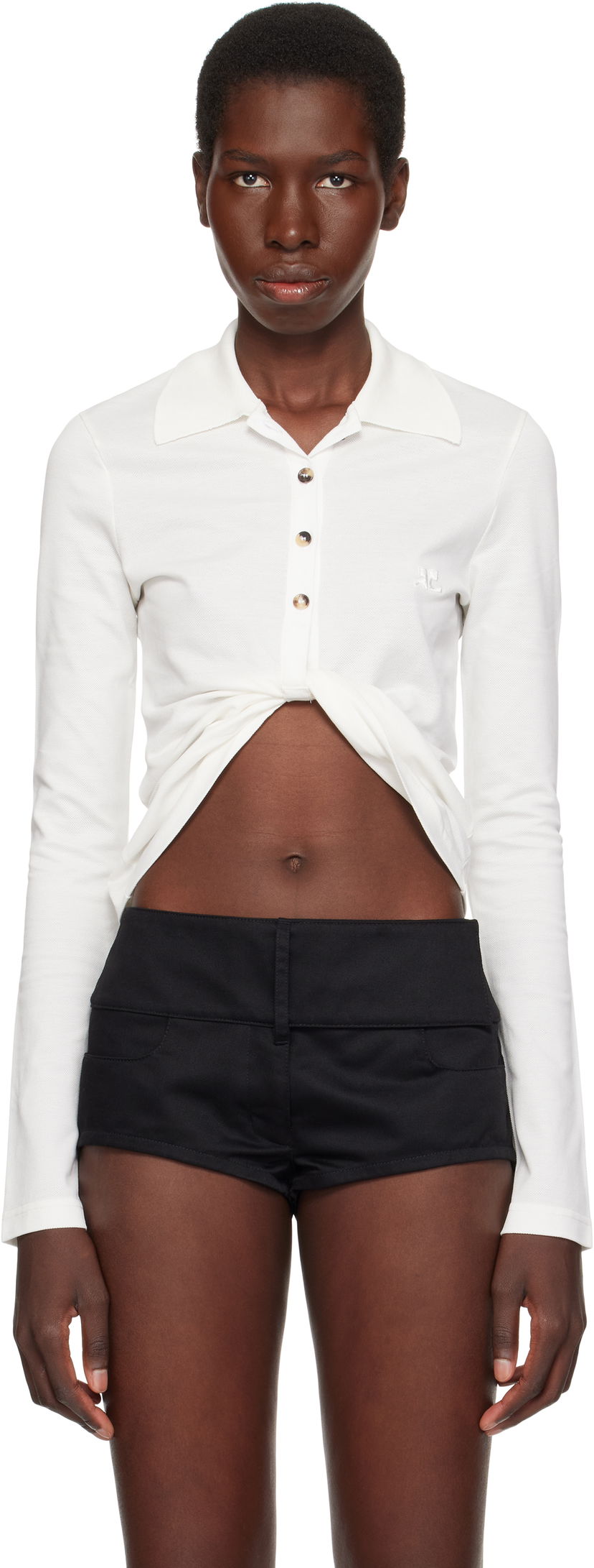 Kratke hlače Courrèges Courrèges Twist Piqué Cropped Polo Bijela | 225JPO048JS0193