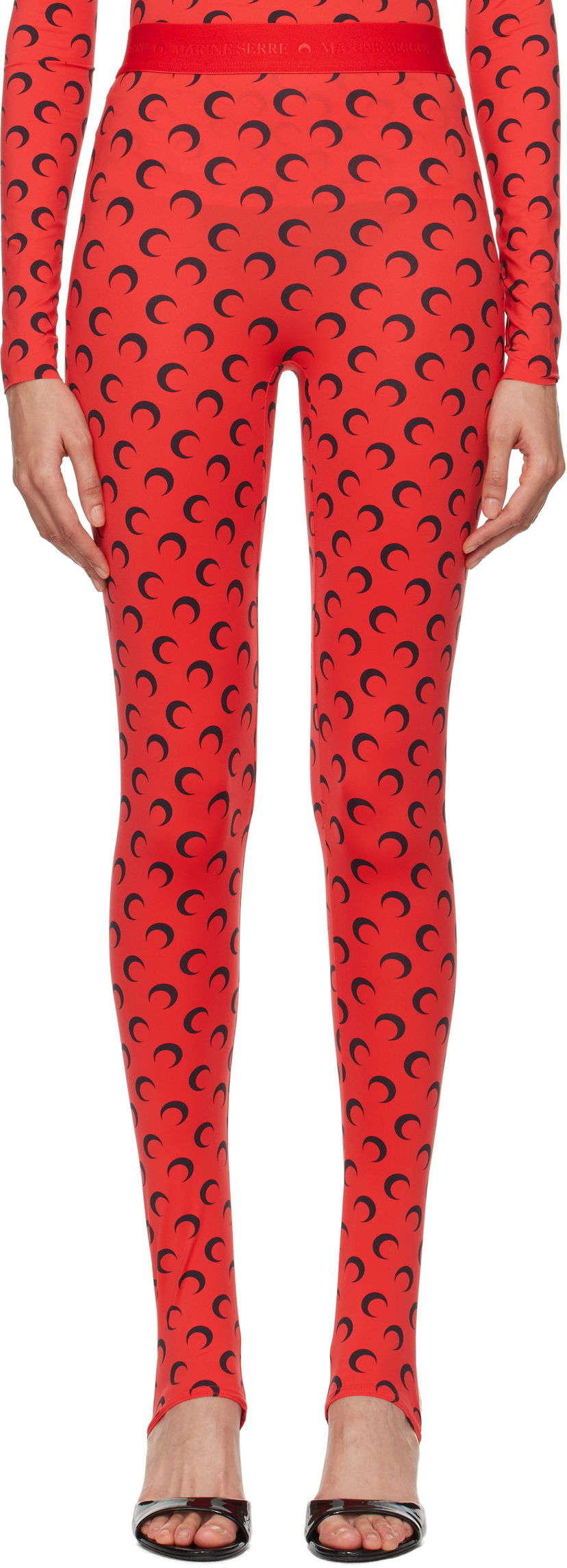 Tajice Marine Serre Stirrup Leggings with Moon Print Crvena | WPA111A CJER0001
