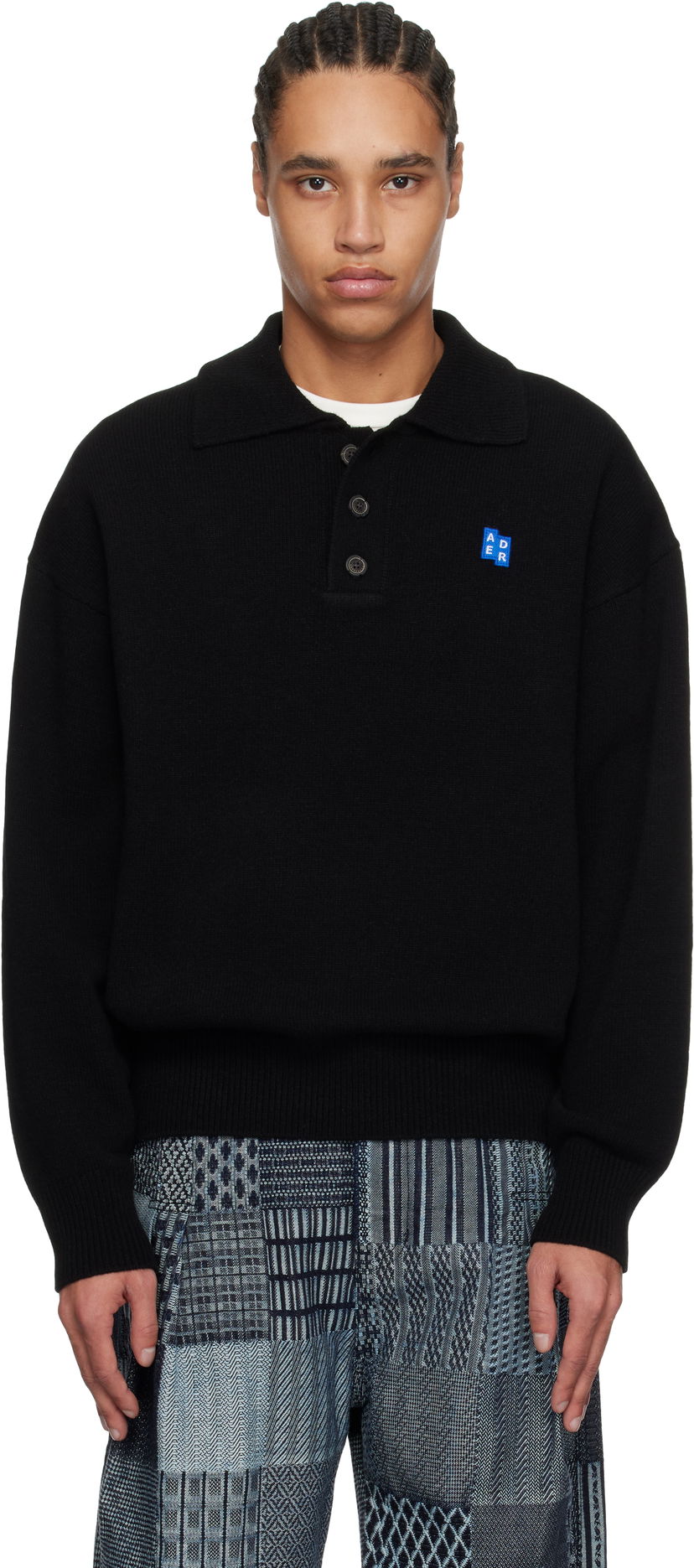 Džemper ADER ERROR ADER error Significant TRS Tag Knit Polo Crna | BO42FYKT0102BK