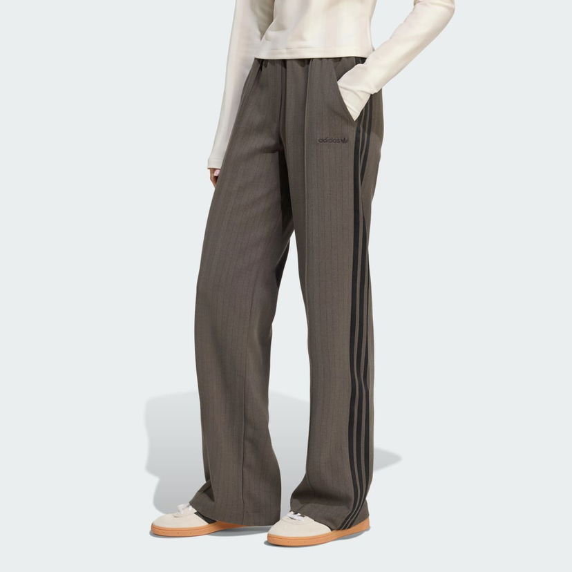 Hlače adidas Performance Wide-Leg Pinstripe Pants Smeđa | JY3521