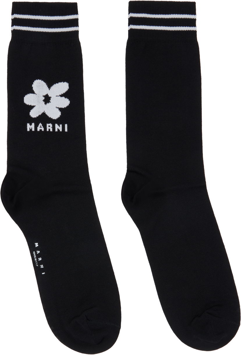 Čarape Marni Jacquard Flower Socks Crna | SKZC0147Q0 UFC182