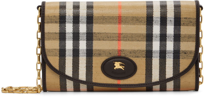Novčanik Burberry Burberry Highlands Check and Leather Chain Wallet Bež | 8112274