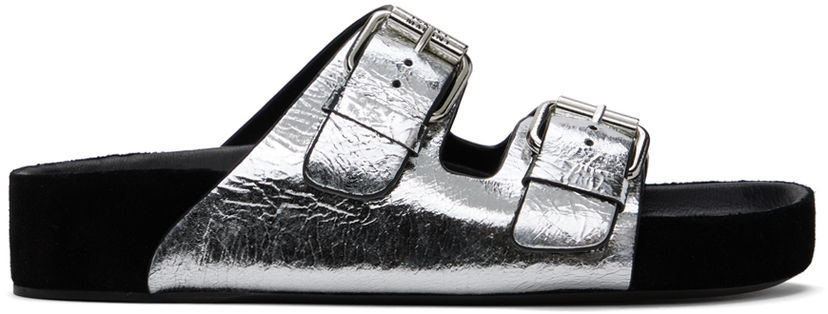 Kratke hlače ISABEL MARANT Isabel Marant Lennyo Double Buckle Slides Metalik | 24ESD0118FA-B2B09S