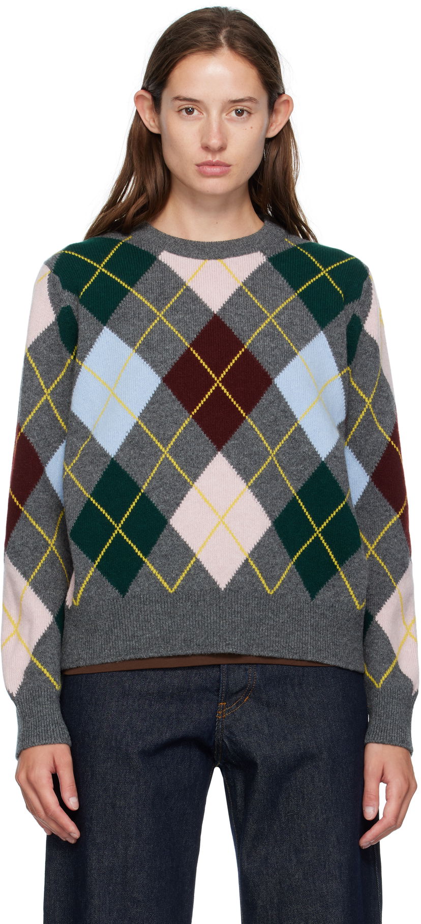 Džemper &Daughter &Daughter Ava Argyle Crewneck Sweater Siva | WL24205