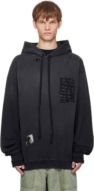 Dukserice Ann Demeulemeester Ann Demeulemeester Ollie High-Comfort Hoodie with Printed Patches Crna | B0013214-FA639-098, 0