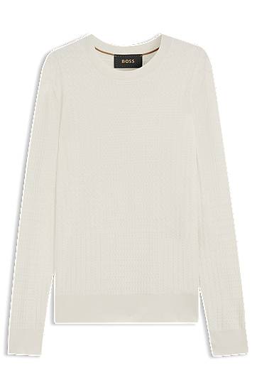 Džemper BOSS Silk Sweater with Prince of Wales Check Bijela | 50543228