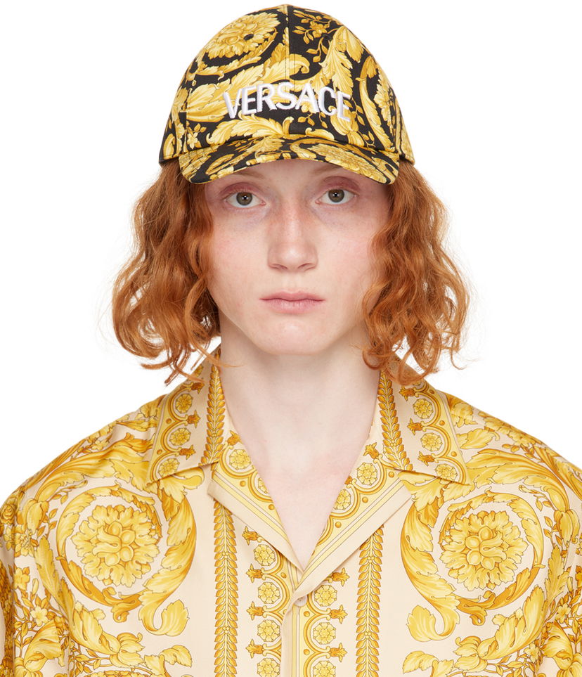 Kapa Versace Black & Gold Barocco Logo Baseball Cap Žuta | 1012701_1A01281