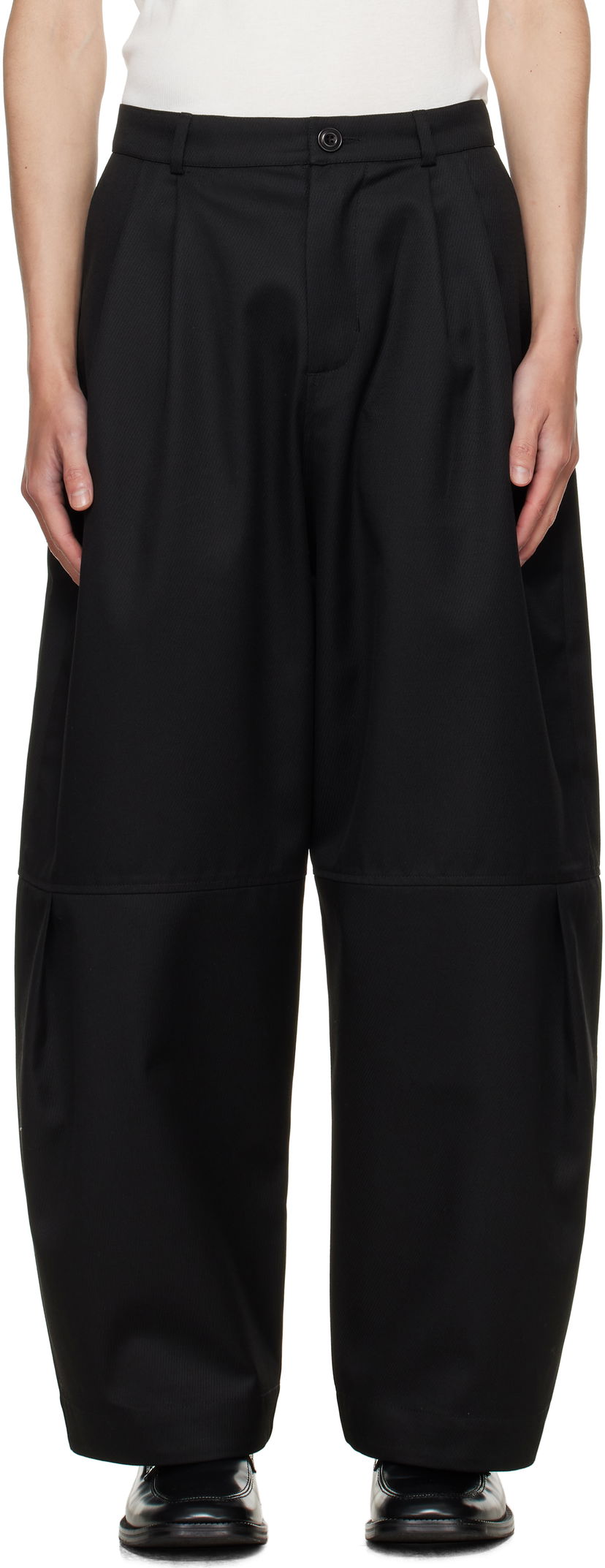 Hlače sage NATION SAGE NATION Zushi Pleated Trousers Crna | S091 ZUSHI TROUSER COTTON TWIL