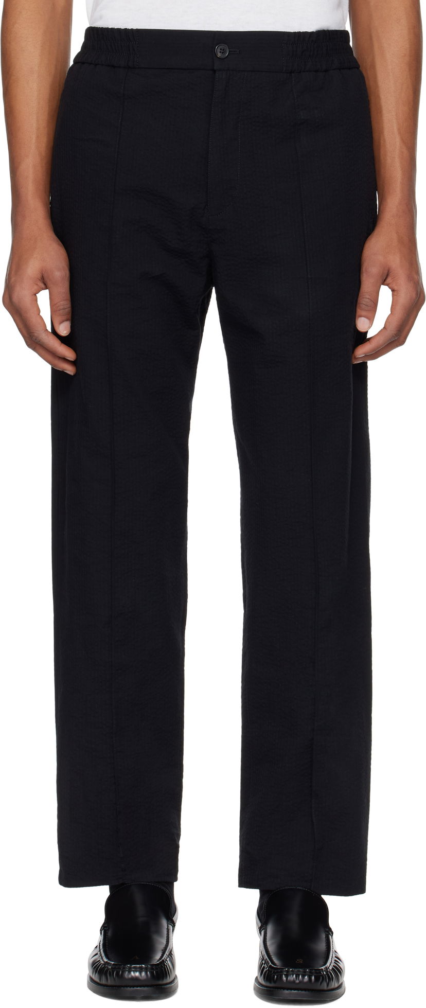 Hlače A.P.C. A.P.C. Joaquin Textured Straight-Leg Trousers Crna | COGXU-H08454