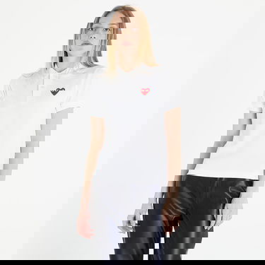 Majica kratkih rukava Comme des Garçons PLAY Heart Logo Polo Short Sleeve Tee Bijela | AZT005 white, 0