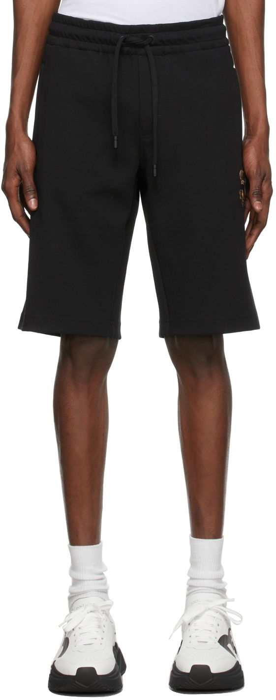 Kratke hlače Dolce & Gabbana Black Embroidered Jogging Shorts Crna | GWJWAZ HU7H9