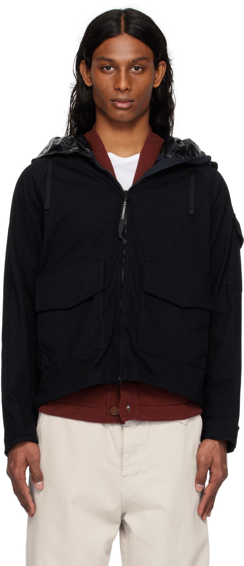 Parka C.P. Company C.P. Company Knitted Nylon Explorer Jacket Crna | 18CMOW223A-110320G