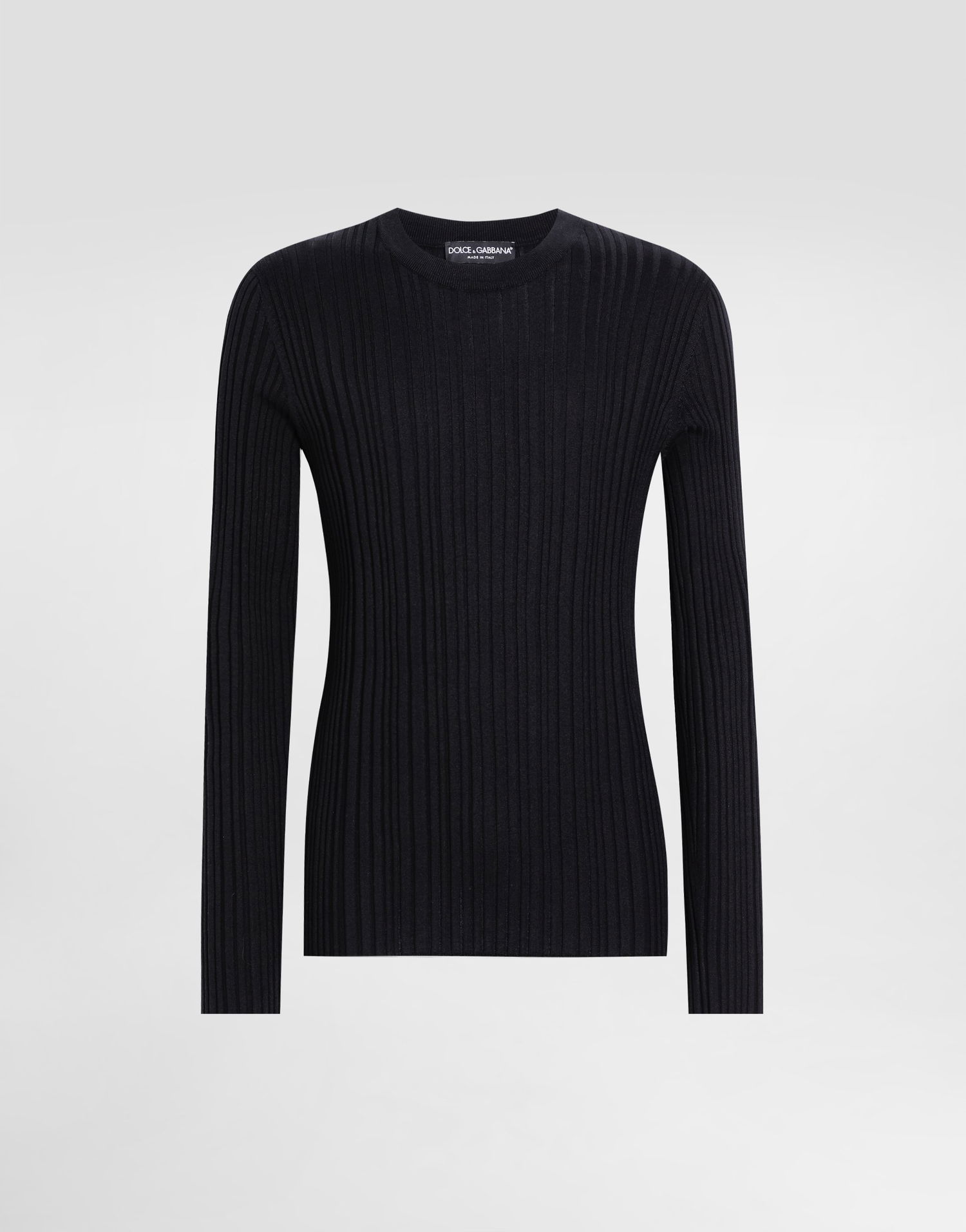 Džemper Dolce & Gabbana Dolce & Gabbana Silk and Cotton Ribbed Pullover Sweater Crna | GXXAFTJAMVCN0000, 0