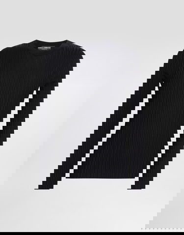 Džemper Dolce & Gabbana Dolce & Gabbana Silk and Cotton Ribbed Pullover Sweater Crna | GXXAFTJAMVCN0000, 0