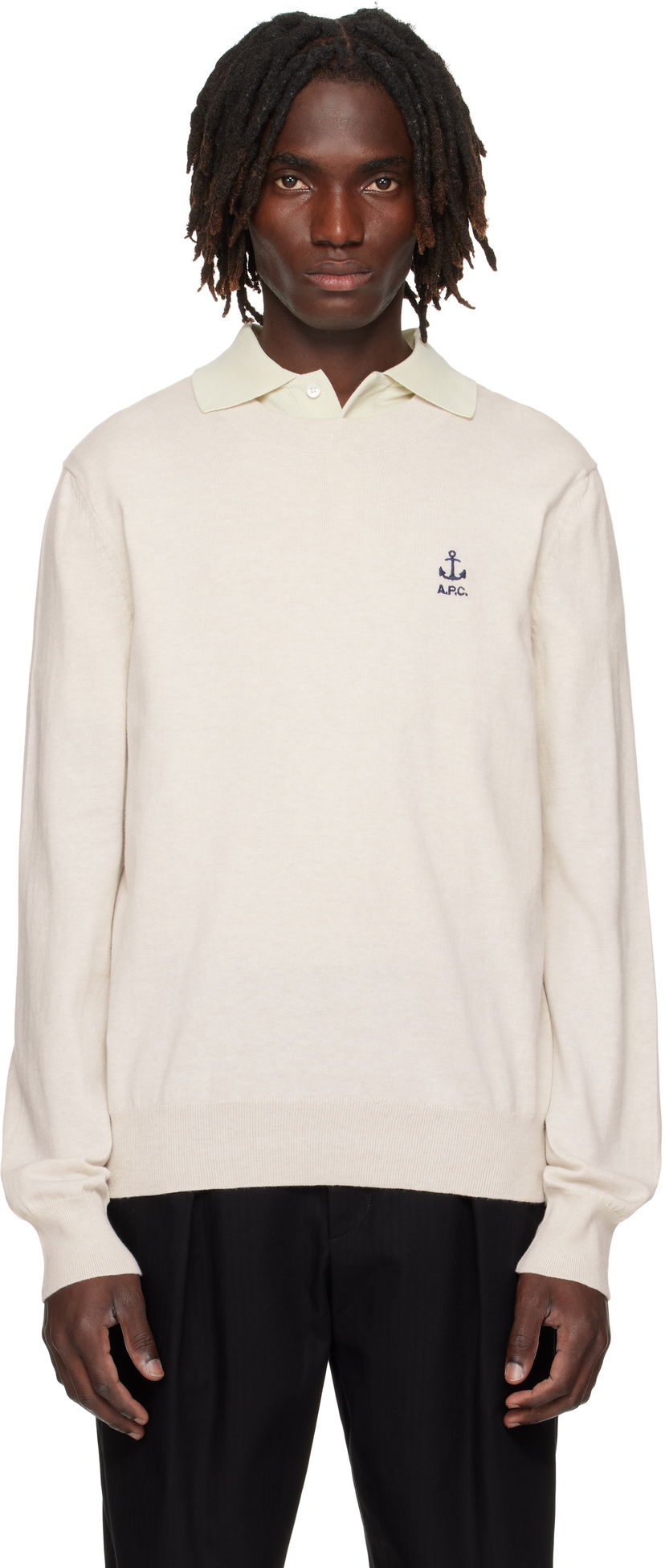 Džemper A.P.C. A.P.C. Gabin Anchor Logo Knit Sweater Bež | COGDK-H23412