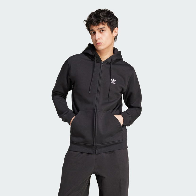 Dukserice adidas Performance Trefoil Essentials Full-Zip Crna | IW5791