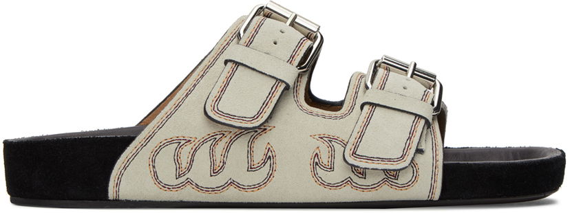 Tenisice i cipele ISABEL MARANT Lennyo Two-Strap Flame Embroidered Sandals Bež | 23ASD0014FA-A3B18S