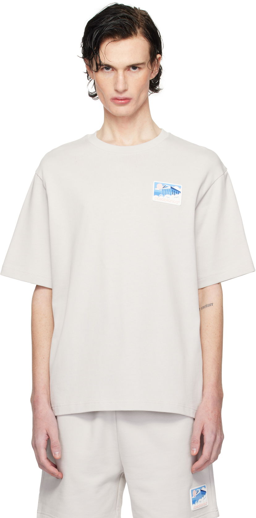 Majica kratkih rukava Casablanca Temple Patch T-Shirt Siva | MPS25-JTS-027-02