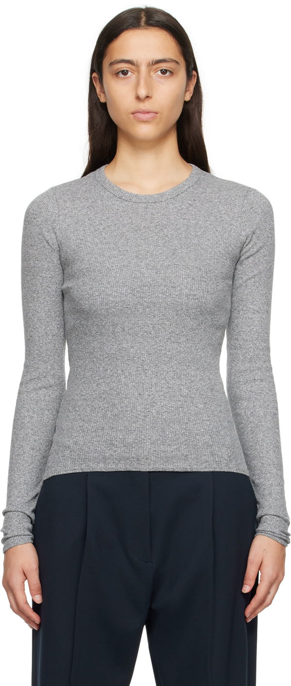 Džemper rag & bone Essential Long Sleeve T-Shirt Siva | WCC22FT014ER14