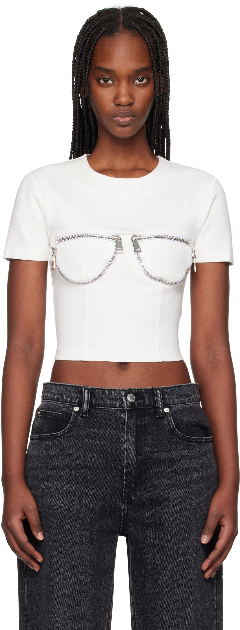 Crop top Area AREA Zipper Bustier Cup T-Shirt Bijela | RS25AWTS0019FA01