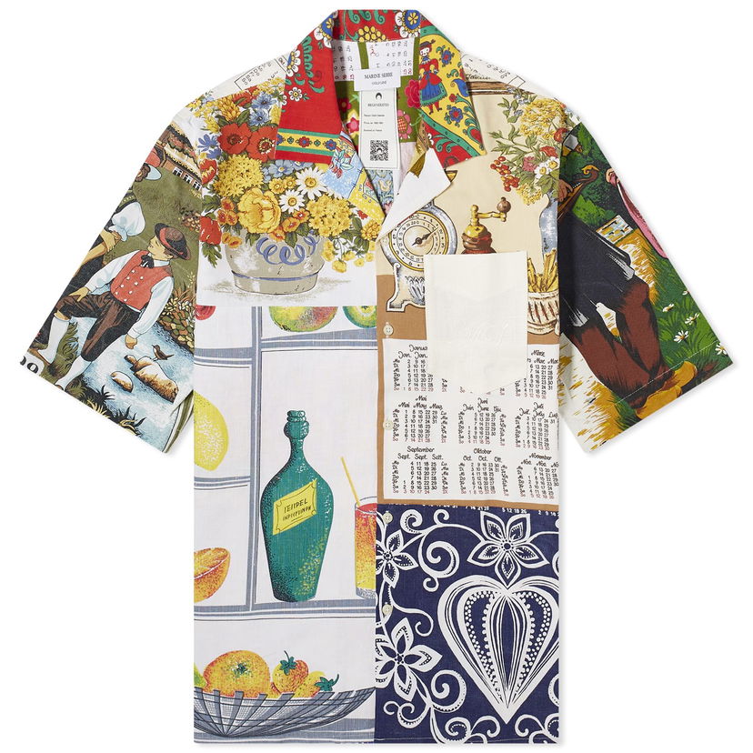 Košulja Marine Serre Regenerated Household Linen Bowling Shirt Bijela | USI014-MU00