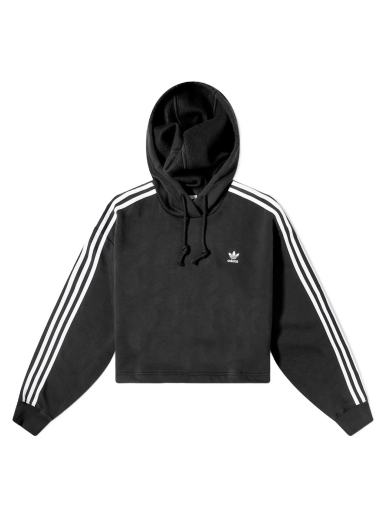 Dukserice adidas Originals 3 Stripe Cropped Hoody Crna | IB7388