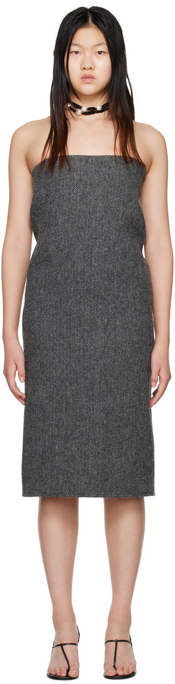 Haljina We11done We11done Women's Strapless Midi Dress Siva | WD-OP3-22-194-W-GY