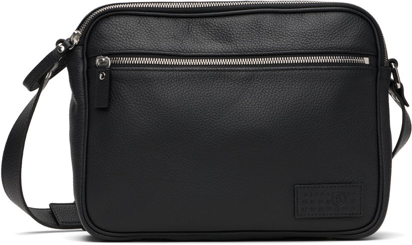 Torba za rame Maison Margiela MM6 Maison Margiela Leather Messenger Bag Crna | SB6ZH0025 P8326