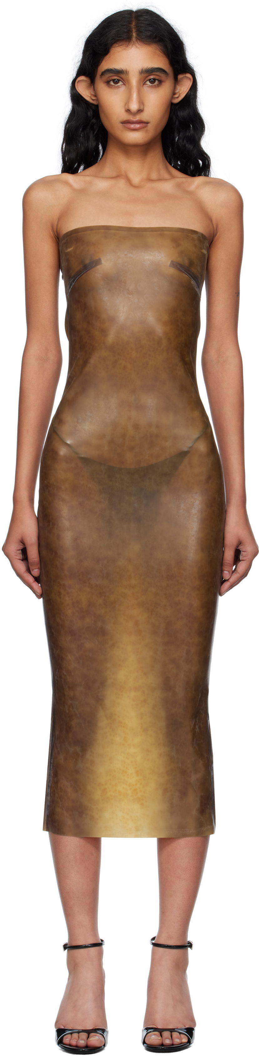 Haljina Miaou Miaou Lila Latex Midi Dress Smeđa | 5025LTXLEO
