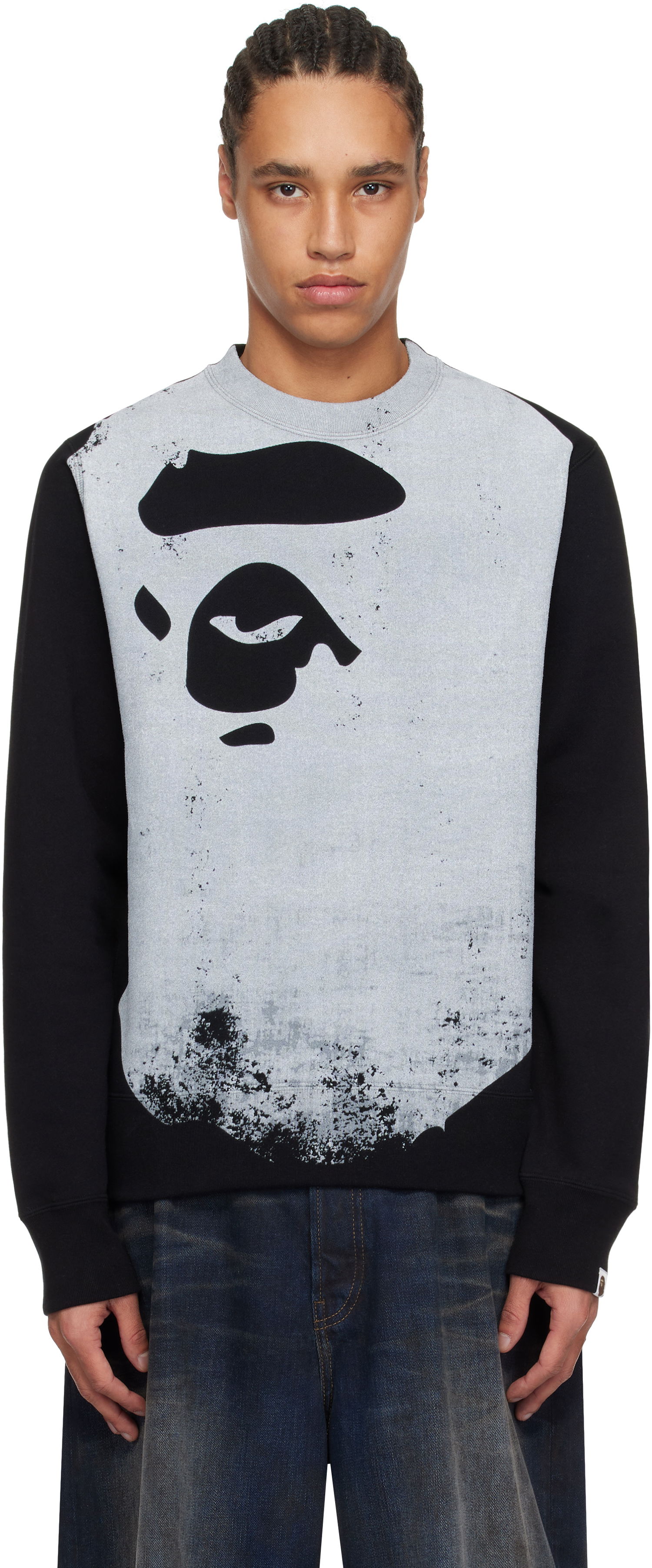 Džemper BAPE A Bathing Ape Ape Head Over Print Sweatshirt Siva | 001SWK801006M, 0
