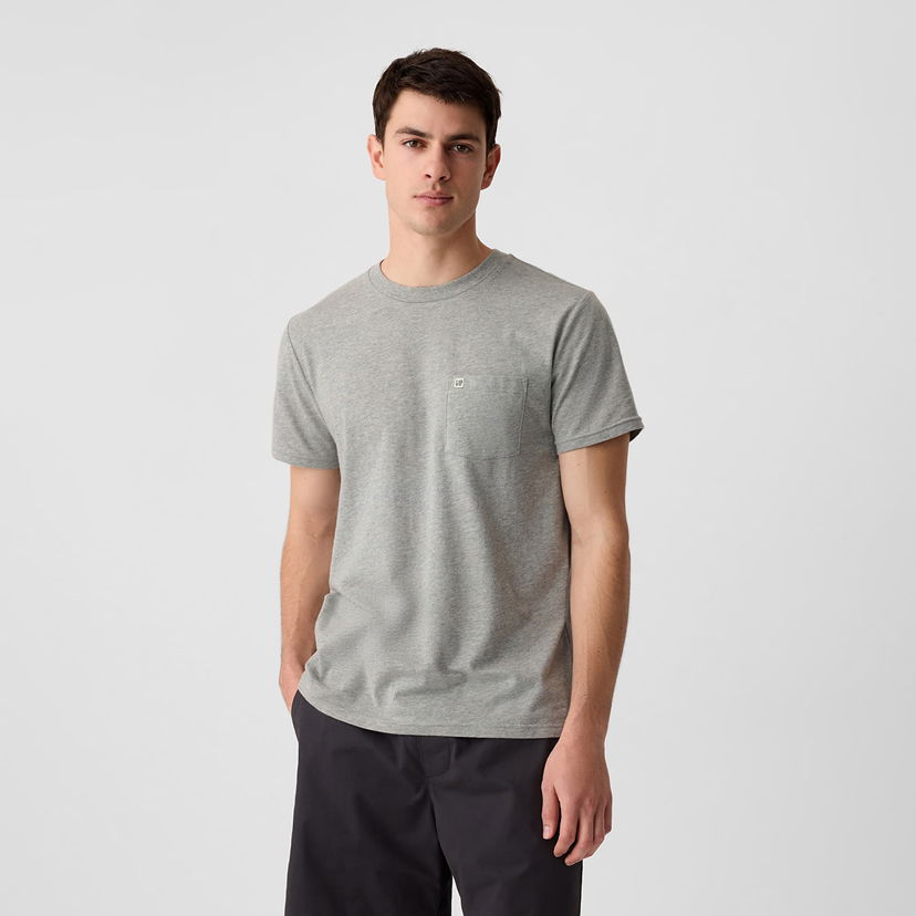 Majica kratkih rukava GAP T-shirt Logo Pocket Tee Grey Heather S Siva | 857901-08