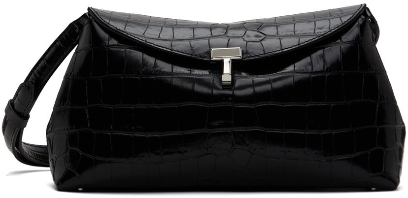 Torba za rame TOTEME TOTEME T-Lock Croc-Embossed Clutch Crna | 243-WAL944-LE0076