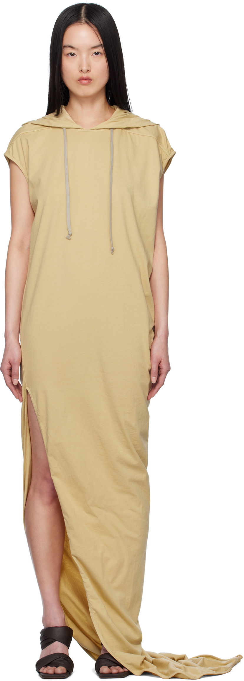 Haljina Rick Owens Rick Owens DRKSHDW Hollywood Edfu T-Shirt Maxi Dress Bež | DS01E3517 RN