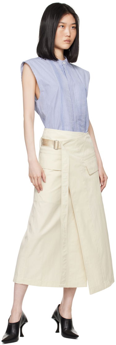 Crop top Helmut Lang Sleeveless Tuxedo Shirt Plava | O05HW598, 3