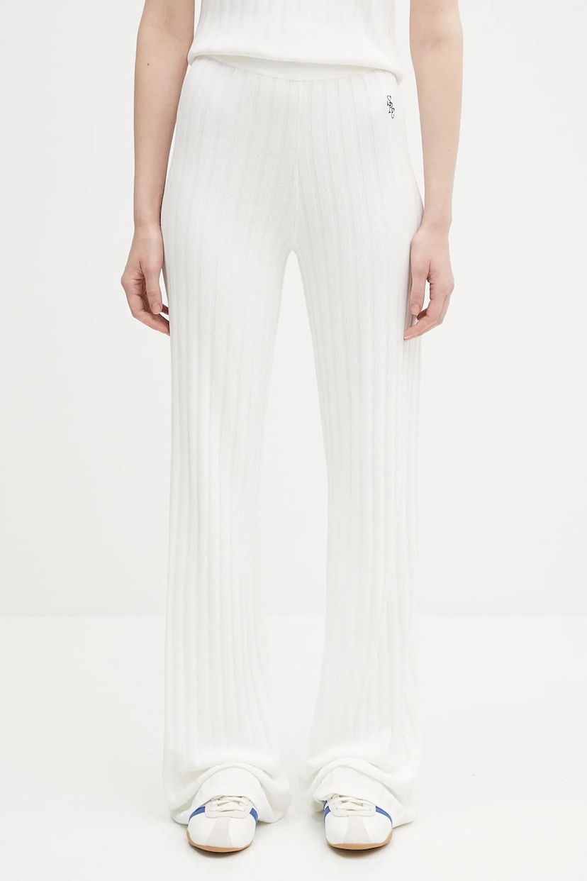 Hlače Sporty & Rich Sporty & Rich SRC Ribbed High Waist Pants Bijela | PO049620305WH37