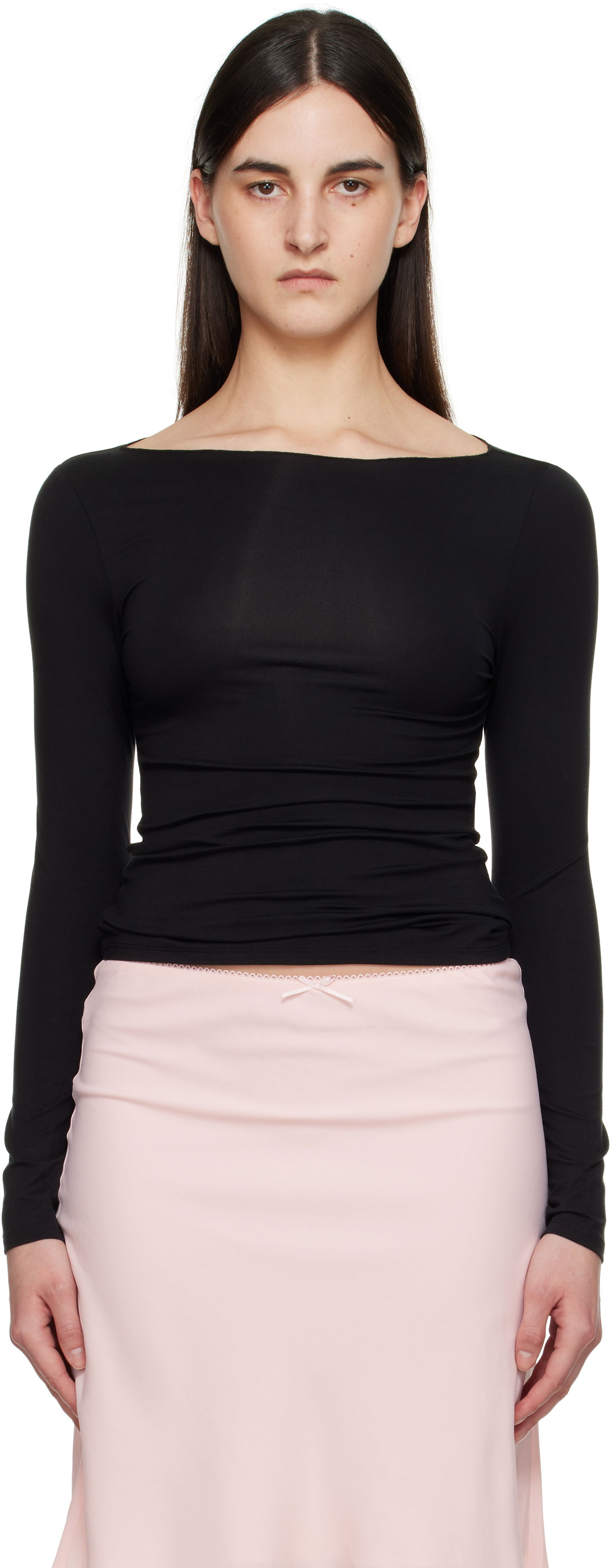 Majica bez rukava Miaou Miaou Amelia Square Neck T-Shirt Crna | 7183TJBBLK, 0