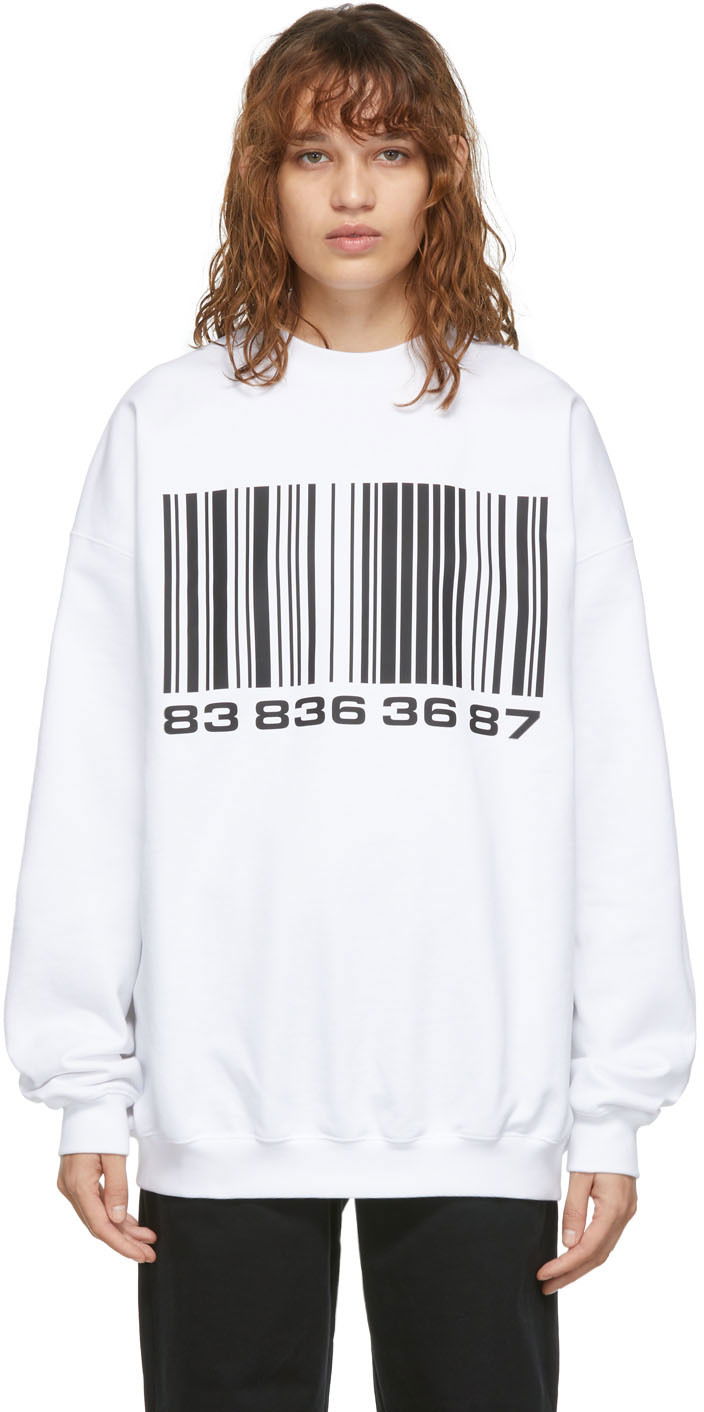 Dukserice VETEMENTS VTMNTS Big Barcode Sweatshirt Bijela | VL12TR100W