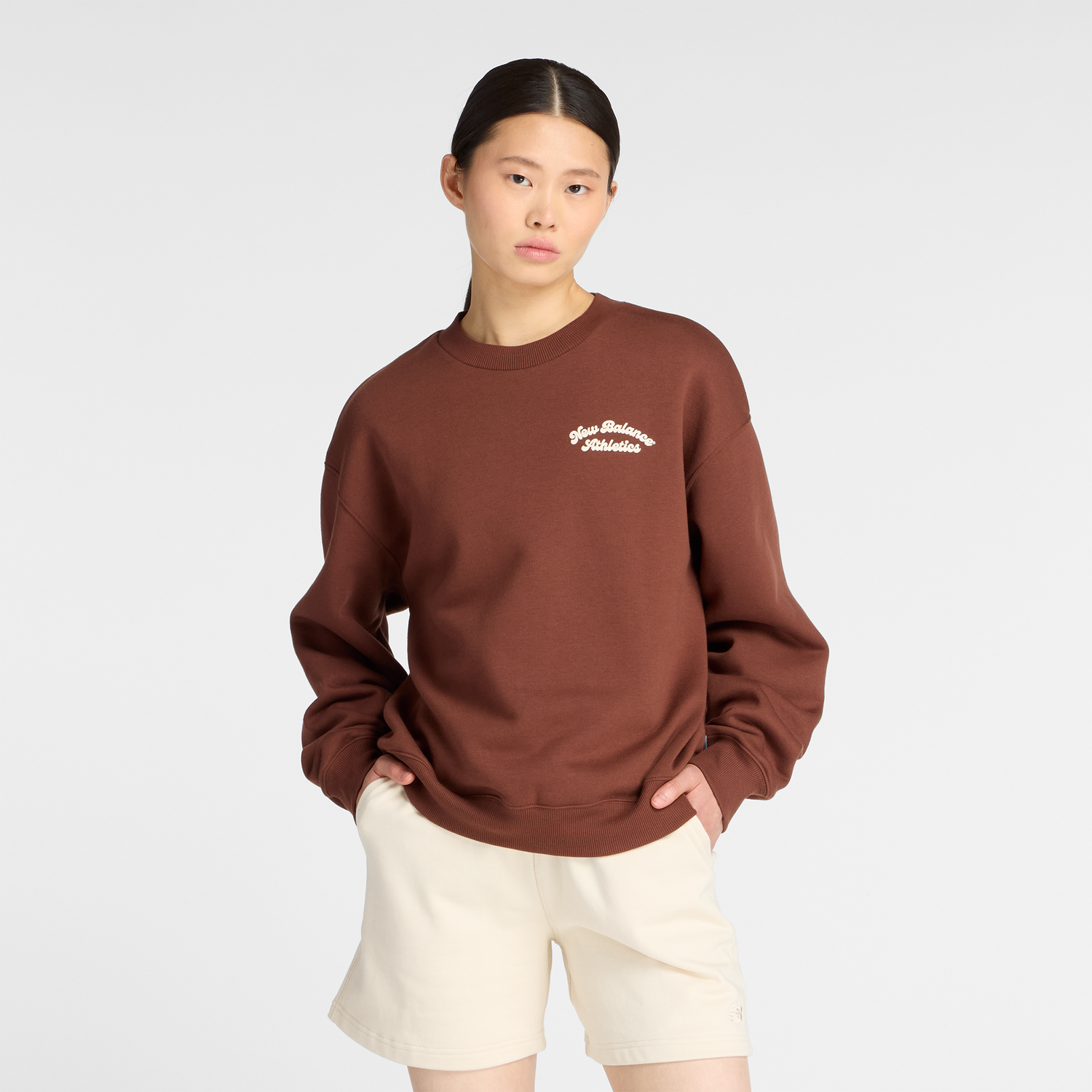 Dukserice New Balance Athletics Crewneck Sweatshirt Smeđa | NBWT53516ROK, 0