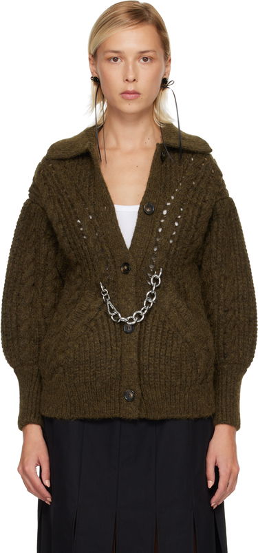 Džemper Simone Rocha Simone Rocha Sculpted Chunky Knit Chain Detail Cardigan Zelena | MZMK1E 0665, 0