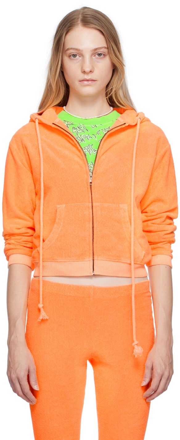 Dukserice ERL Cropped Zip Hoodie Narančasta | ERL06T110