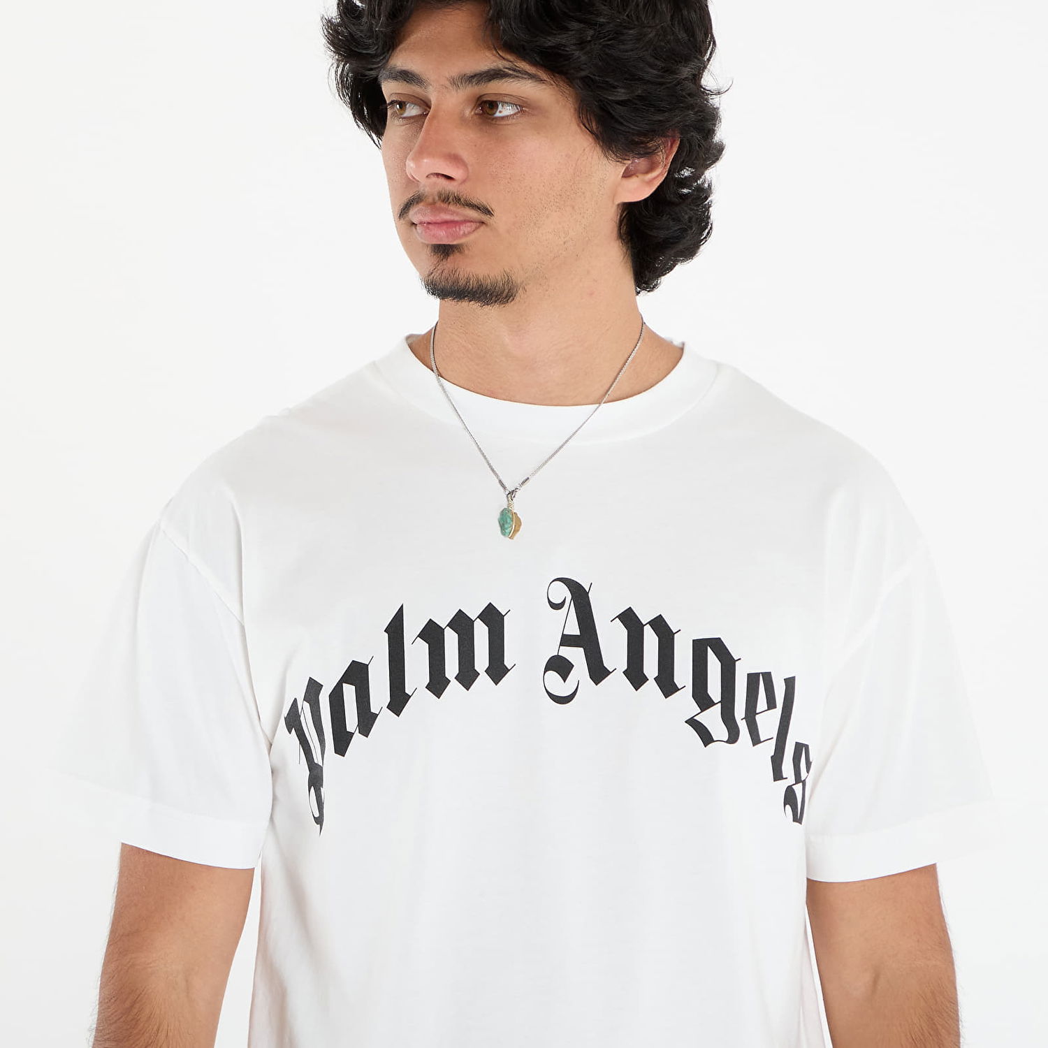 Majica kratkih rukava Palm Angels Palm Angels Curved Logo Regular T-Shirt Bijela | PMAA109F25JER0030310, 1