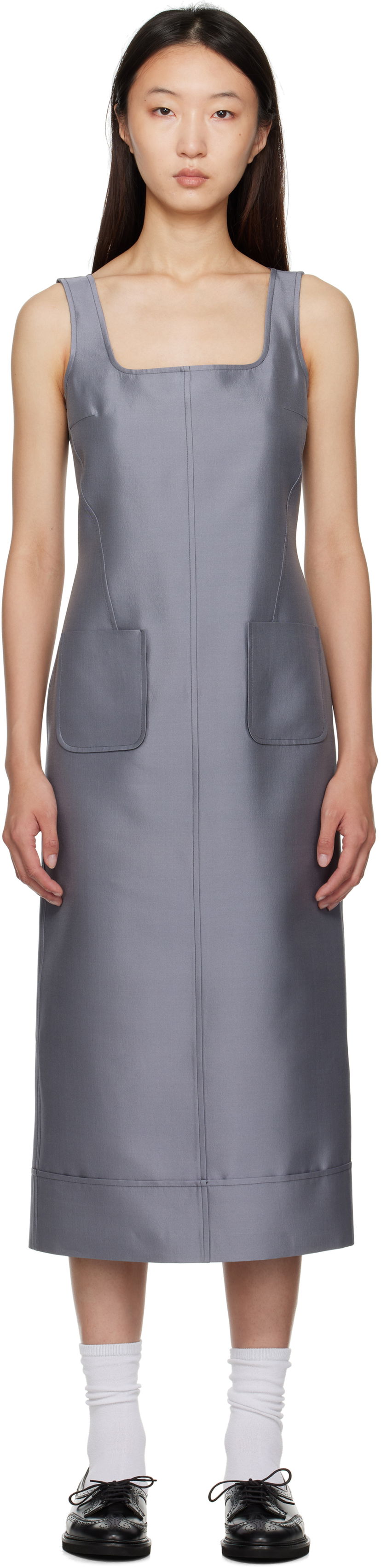 Haljina Thom Browne Thom Browne Column Maxi Dress Siva | FDSF20A-F0989
